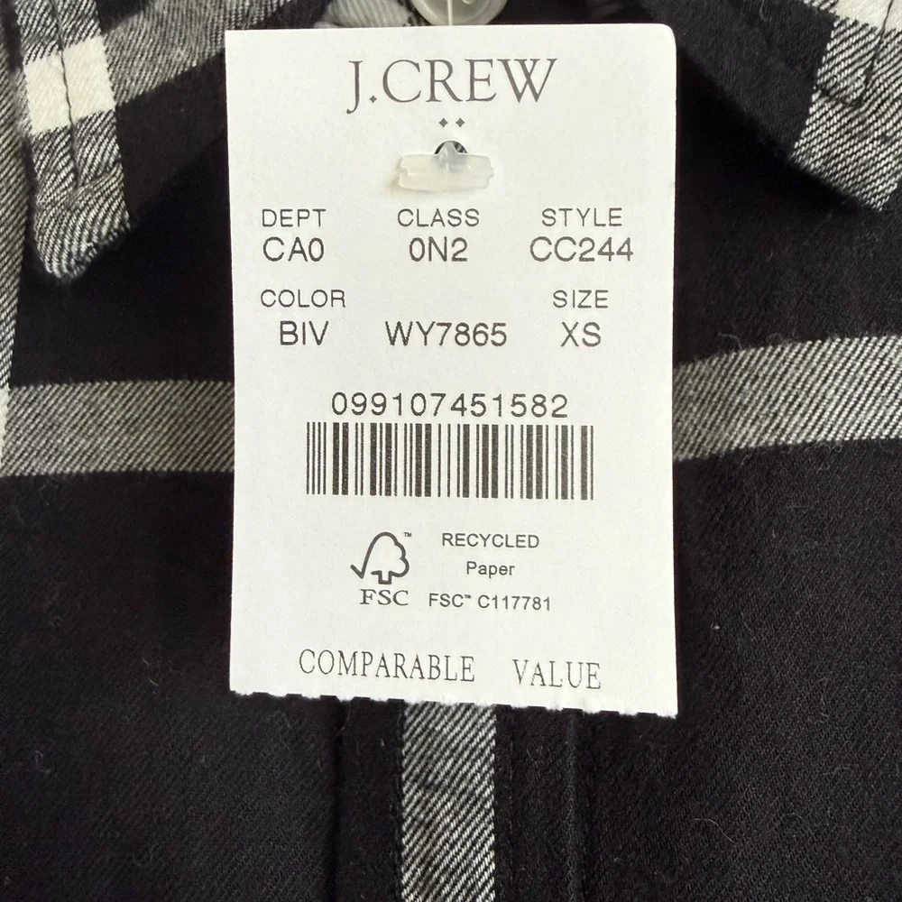 J. Crew Black and White Plaid Button-Down Shirt - Picture 5 of 6
